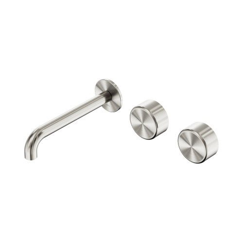 Serenity Wall Basin Set 185mm Offset Spout With Metal Handle Brushed Nickel