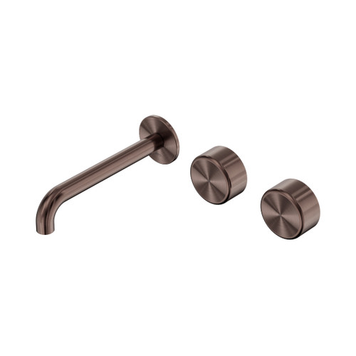Serenity Wall Basin Set 185mm Offset Spout With Metal Handle Brushed Bronze