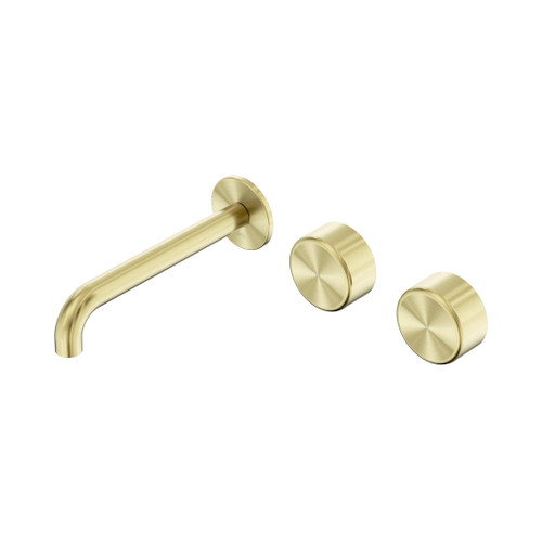 Serenity Wall Basin Set 185mm Offset Spout With Metal Handle Brushed Gold