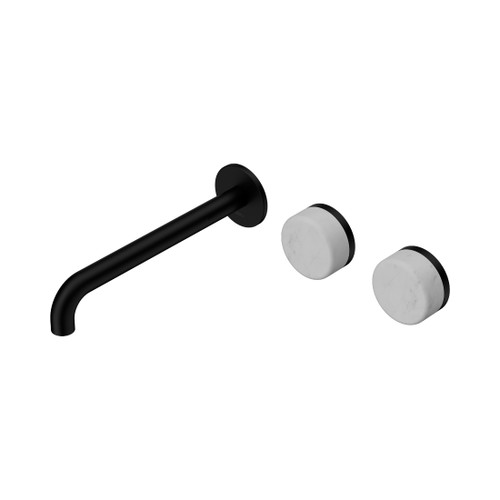 Serenity Wall Basin Set 220mm Offset Spout With Carrara Handle Matte Black