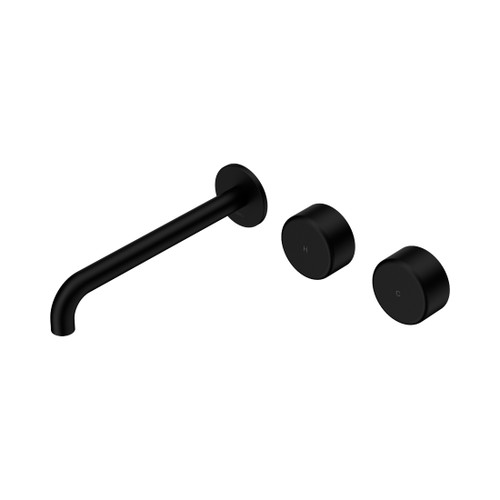 Serenity Wall Basin Set 220mm Offset Spout With Metal Handle Matte Black