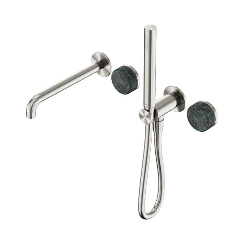 Serenity Progressive Shower System With Spout With Verde Alpi Handle And Slim Shower Brushed Nickel