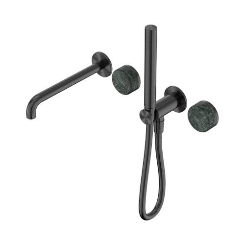 Serenity Progressive Shower System With Spout With Verde Alpi Handle And Slim Shower Gun Metal