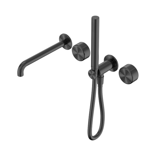 Serenity Progressive Shower System With Spout With Metal Handle And Slim Shower Gun Metal