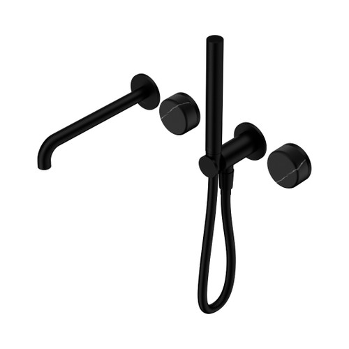 Serenity Progressive Shower System With Spout With Marquina Black Handle And Slim Shower Matte Black