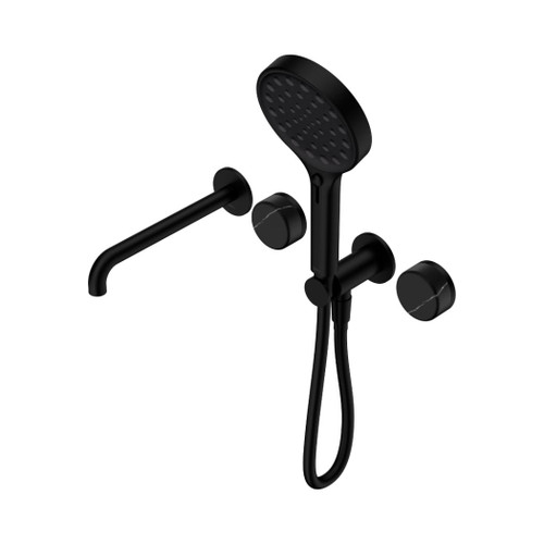 Serenity Progressive Shower System With Spout With Marquina Black Handle And Hand Shower Matte Black