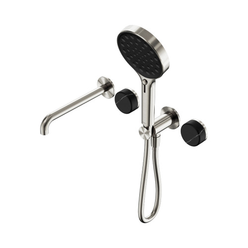 Serenity Progressive Shower System With Spout With Marquina Black Handle And Hand Shower Brushed Nickel