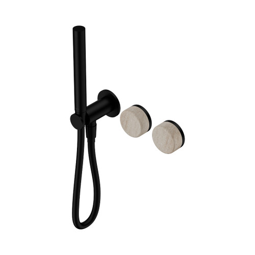 Serenity Progressive Shower System With Rome Travertine Handle And Slim Shower Matte Black