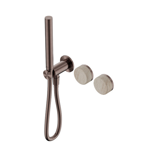 Serenity Progressive Shower System With Rome Travertine Handle And Slim Shower Brushed Bronze