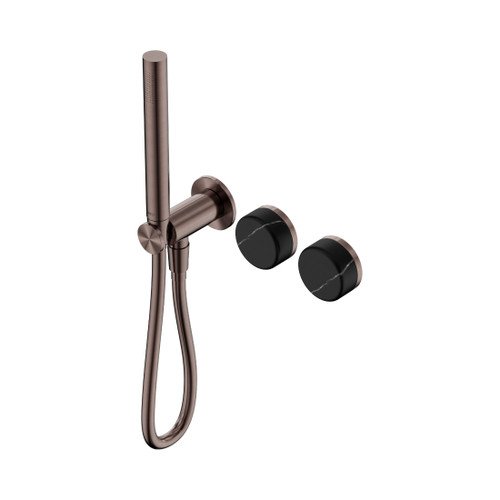 Serenity Progressive Shower System With Marquina Black Handle And Slim Shower Brushed Bronze
