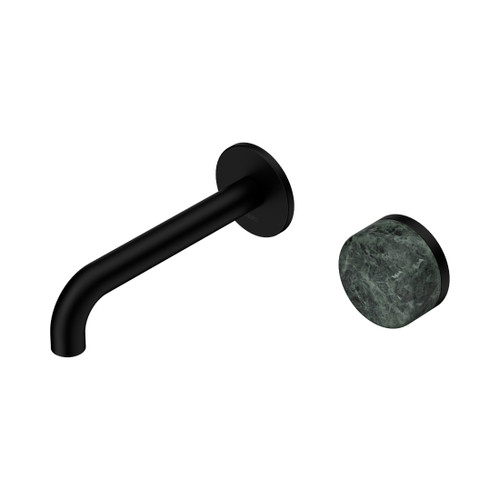 Serenity Progressive Wall Basin Mixer 160mm Spout With Verde Alpi Handle Matte Black