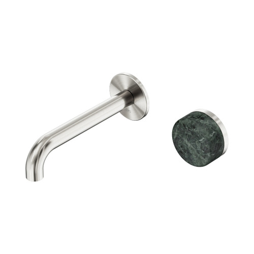 Serenity Progressive Wall Basin Mixer 160mm Spout With Verde Alpi Handle Brushed Nickel