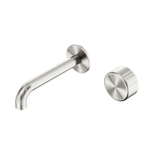 Serenity Progressive Wall Basin Mixer 160mm Spout With Metal Handle Brushed Nickel