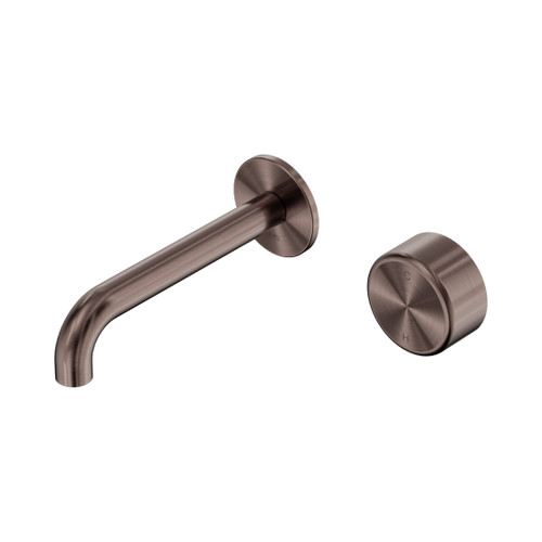 Serenity Progressive Wall Basin Mixer 160mm Spout With Metal Handle Brushed Bronze