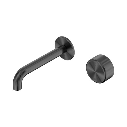 Serenity Progressive Wall Basin Mixer 160mm Spout With Metal Handle Gun Metal