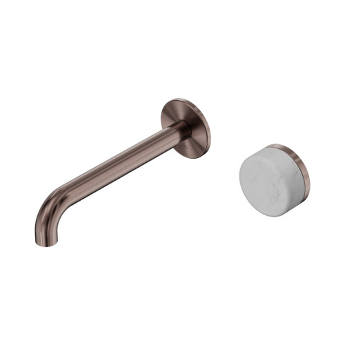 Serenity Progressive Wall Basin Mixer 185mm Spout With Carrara Handle Brushed Bronze