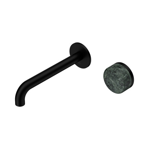 Serenity Progressive Wall Basin Mixer 185mm Spout With Verde Alpi Handle Matte Black