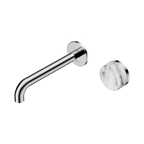 Serenity Progressive Wall Basin Mixer 185mm Spout With Arabescato Corchia Handle Chrome