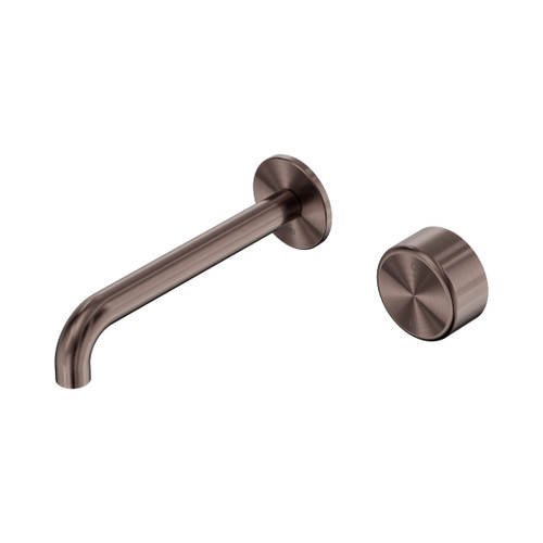 Serenity Progressive Wall Basin Mixer 185mm Spout With Metal Handle Brushed Bronze