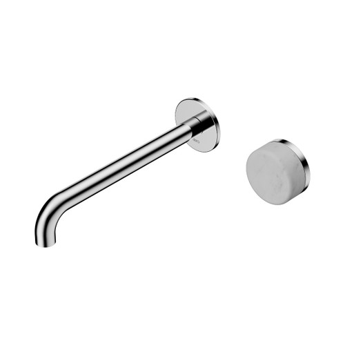 Serenity Progressive Wall Basin Mixer 220mm Spout With Carrara Handle Chrome