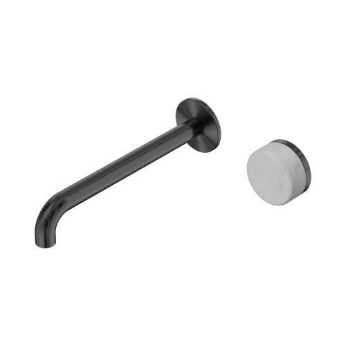 Serenity Progressive Wall Basin Mixer 220mm Spout With Carrara Handle Gun Metal