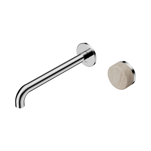 Serenity Progressive Wall Basin Mixer 220mm Spout With Rome Travertine Handle Chrome