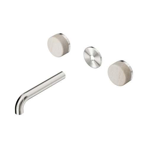 Serenity Wall Basin Set 160mm Spout With Rome Travertine Handle Trim Kit Only Brushed Nickel