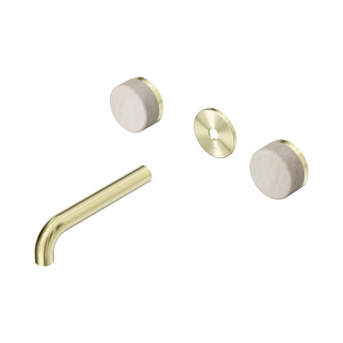 Serenity Wall Basin Set 160mm Spout With Rome Travertine Handle Trim Kit Only Brushed Gold