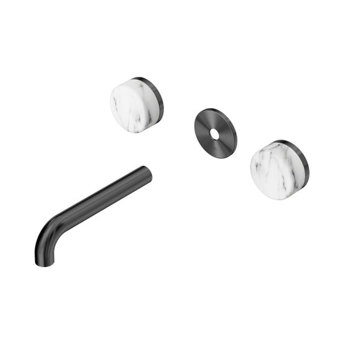 Serenity Wall Basin Set 160mm Spout With Arabescato Corchia Handle Trim Kit Only Gun Metal