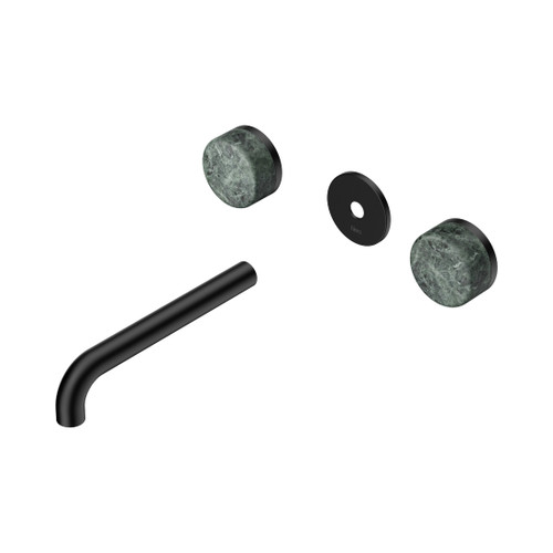 Serenity Wall Basin Set 185mm Spout With Verde Alpi Handle Trim Kit Only Matte Black