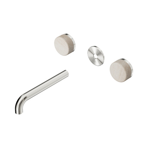 Serenity Wall Basin Set 185mm Spout With Rome Travertine Handle Trim Kit Only Brushed Nickel