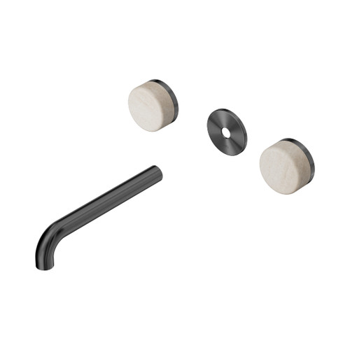 Serenity Wall Basin Set 185mm Spout With Rome Travertine Handle Trim Kit Only Gun Metal