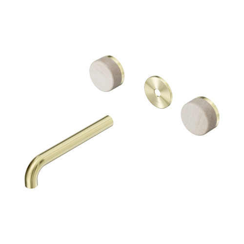 Serenity Wall Basin Set 185mm Spout With Rome Travertine Handle Trim Kit Only Brushed Gold