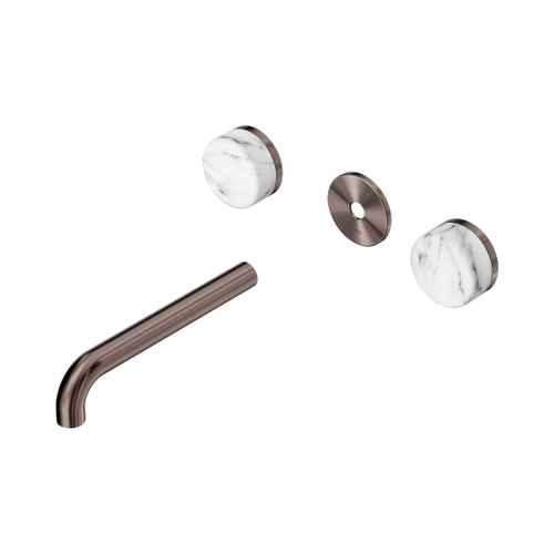 Serenity Wall Basin Set 185mm Spout With Arabescato Corchia Handle Trim Kit Only Brushed Bronze