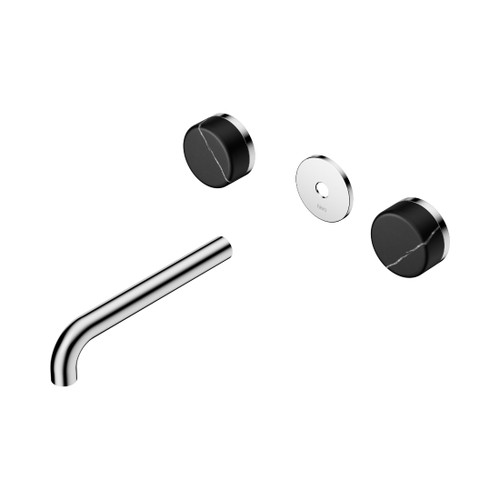 Serenity Wall Basin Set 185mm Spout With Marquina Black Handle Trim Kit Only Chrome