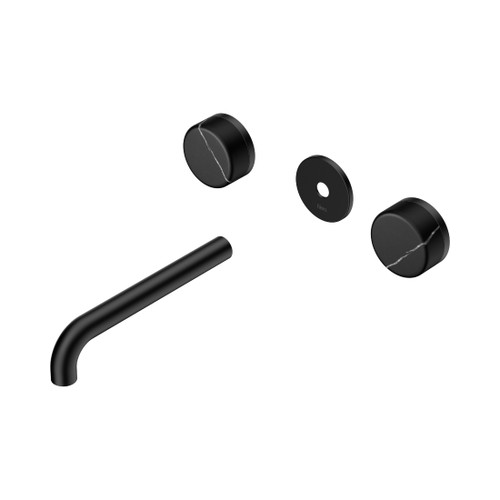 Serenity Wall Basin Set 185mm Spout With Marquina Black Handle Trim Kit Only Matte Black