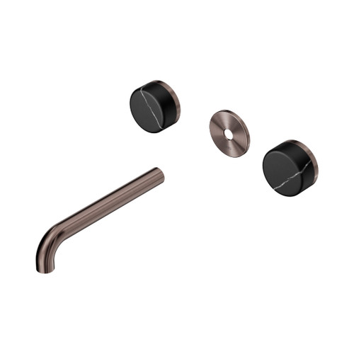 Serenity Wall Basin Set 185mm Spout With Marquina Black Handle Trim Kit Only Brushed Bronze