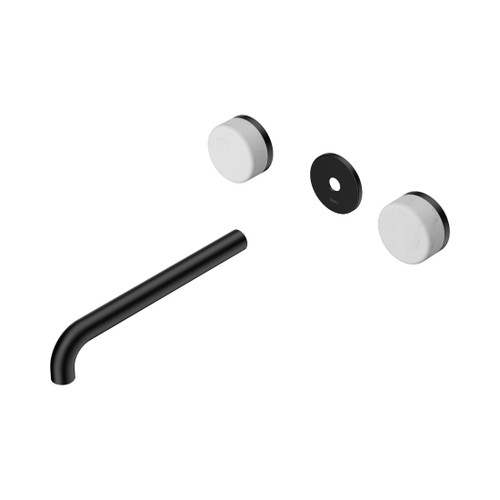 Serenity Wall Basin Set 220mm Spout With Carrara Handle Trim Kit Only Matte Black