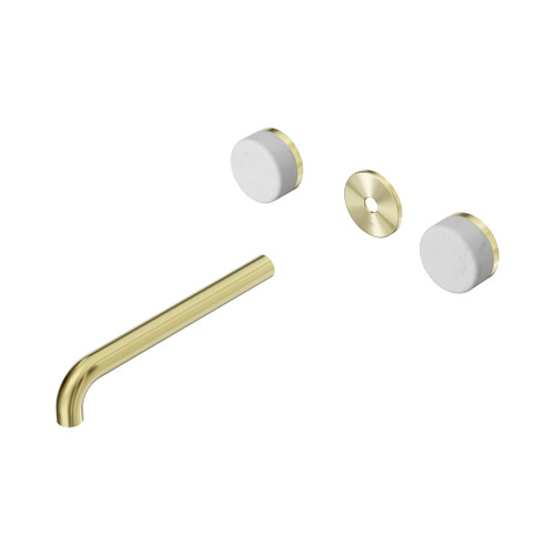 Serenity Wall Basin Set 220mm Spout With Carrara Handle Trim Kit Only Brushed Gold