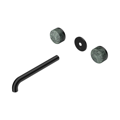 Serenity Wall Basin Set 220mm Spout With Verde Alpi Handle Trim Kit Only Matte Black