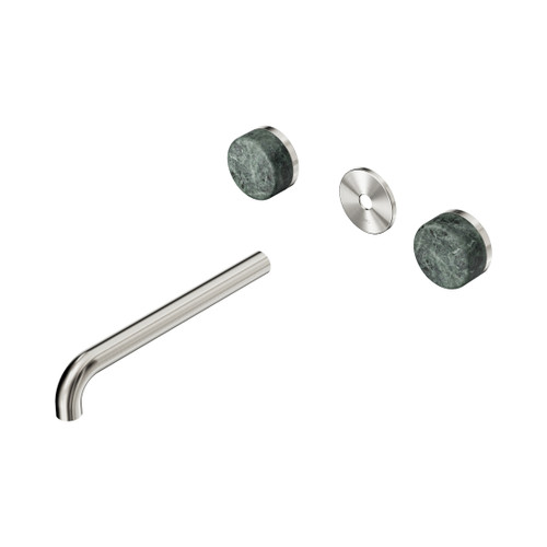 Serenity Wall Basin Set 220mm Spout With Verde Alpi Handle Trim Kit Only Brushed Nickel