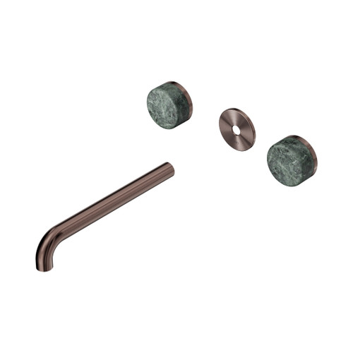 Serenity Wall Basin Set 220mm Spout With Verde Alpi Handle Trim Kit Only Brushed Bronze