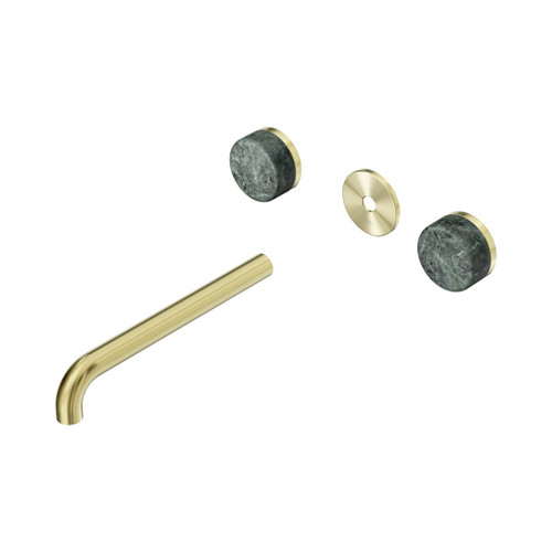 Serenity Wall Basin Set 220mm Spout With Verde Alpi Handle Trim Kit Only Brushed Gold