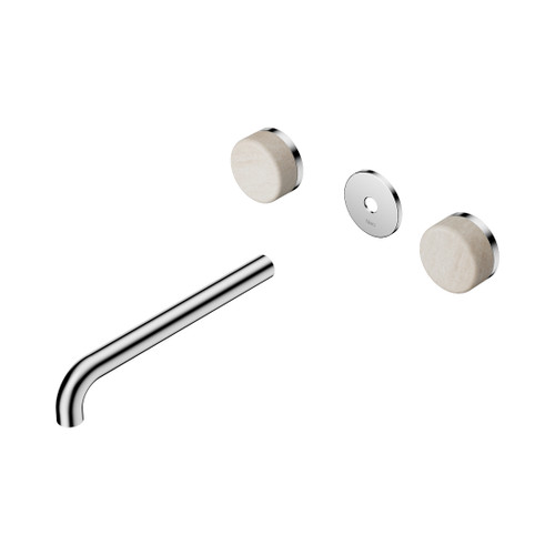 Serenity Wall Basin Set 220mm Spout With Rome Travertine Handle Trim Kit Only Chrome