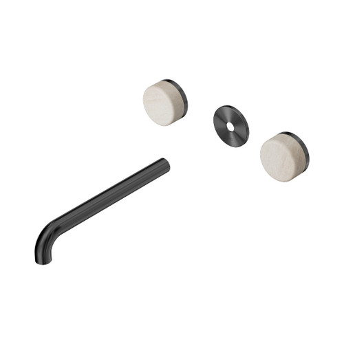 Serenity Wall Basin Set 220mm Spout With Rome Travertine Handle Trim Kit Only Gun Metal