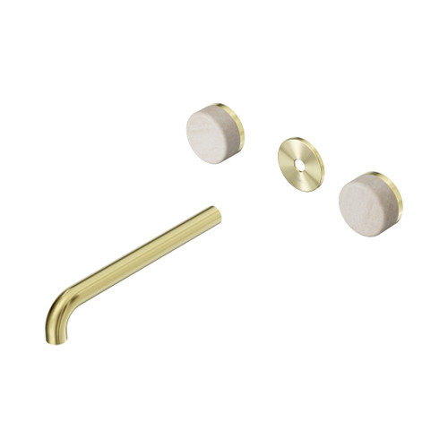 Serenity Wall Basin Set 220mm Spout With Rome Travertine Handle Trim Kit Only Brushed Gold