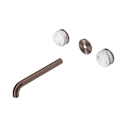 Serenity Wall Basin Set 220mm Spout With Arabescato Corchia Handle Trim Kit Only Brushed Bronze