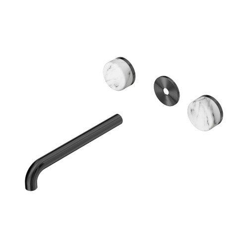 Serenity Wall Basin Set 220mm Spout With Arabescato Corchia Handle Trim Kit Only Gun Metal