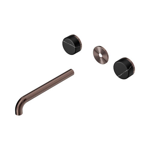 Serenity Wall Basin Set 220mm Spout With Marquina Black Handle Trim Kit Only Brushed Bronze
