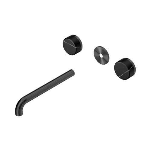 Serenity Wall Basin Set 220mm Spout With Marquina Black Handle Trim Kit Only Gun Metal